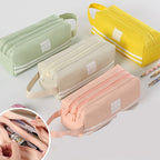 Large Capacity Double Zipper Pencil Case Portable School Supplies Organizer