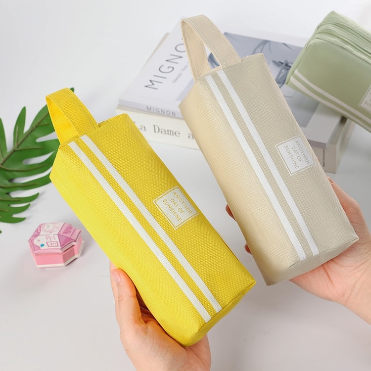 Large Capacity Double Zipper Pencil Case Portable School Supplies Organizer