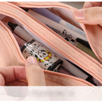 Large Capacity Double Zipper Pencil Case Portable School Supplies Organizer