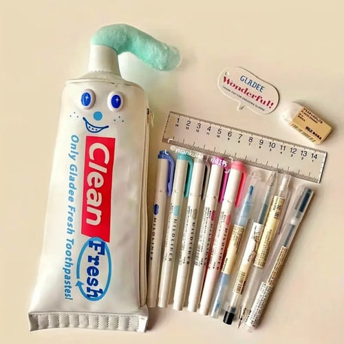Cute Toothpaste Tube Pencil Pouch Creative Collapsible Pen Case for School Supplies