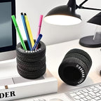 PVC Tire Shaped Pen Holder Fun Desk Organizer for Office and School Supplies
