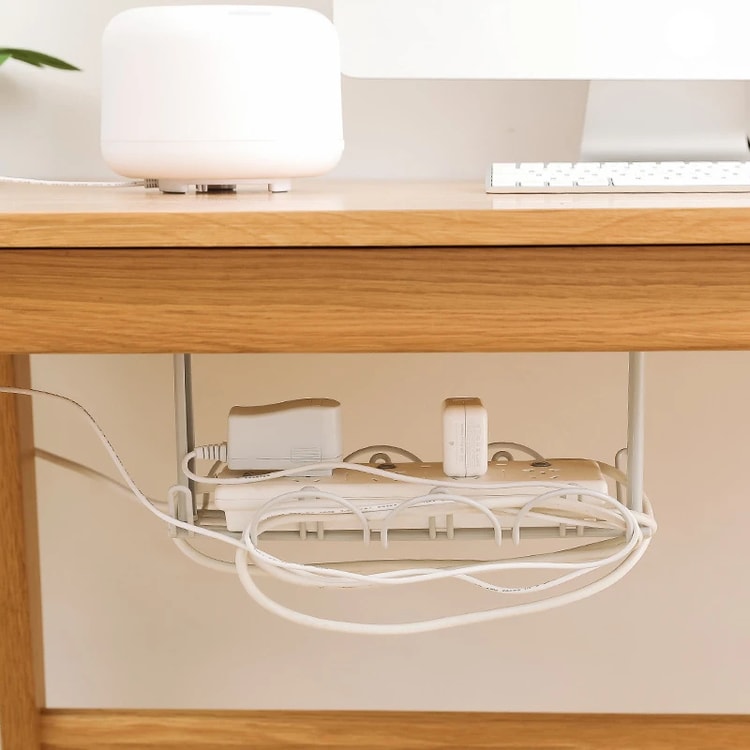Cable Tray Partition Hanging Home Office Desk Power Cord Plug Holder Bottom Basket Layered Rack Organizer