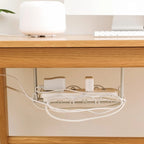 Cable Tray Partition Hanging Home Office Desk Power Cord Plug Holder Bottom Basket Layered Rack Organizer
