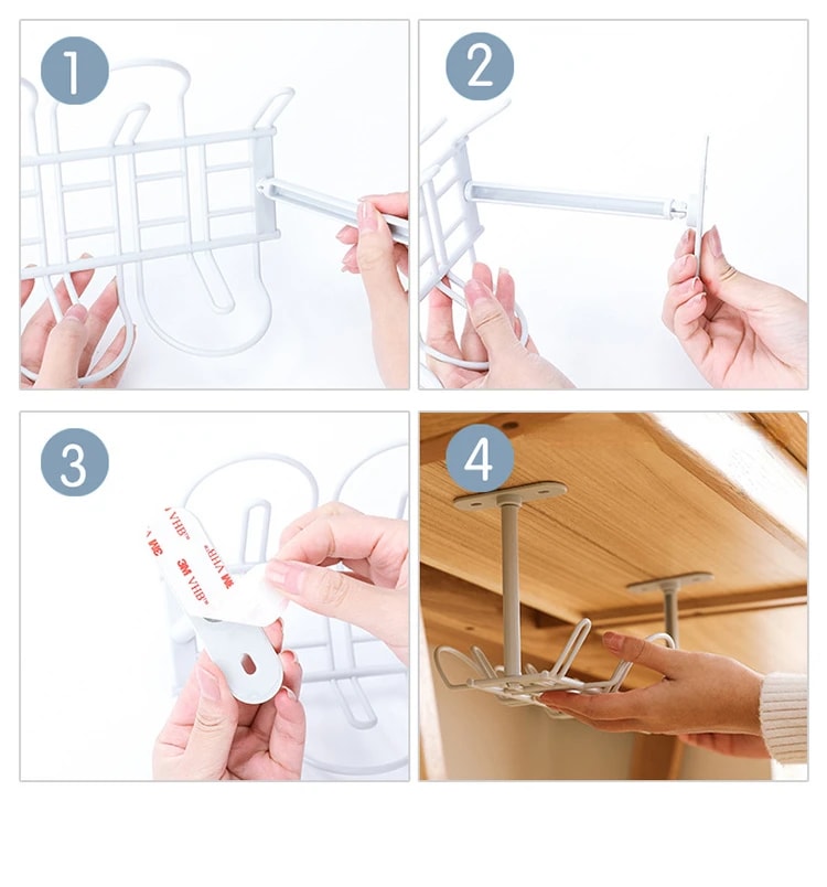 Cable Tray Partition Hanging Home Office Desk Power Cord Plug Holder Bottom Basket Layered Rack Organizer