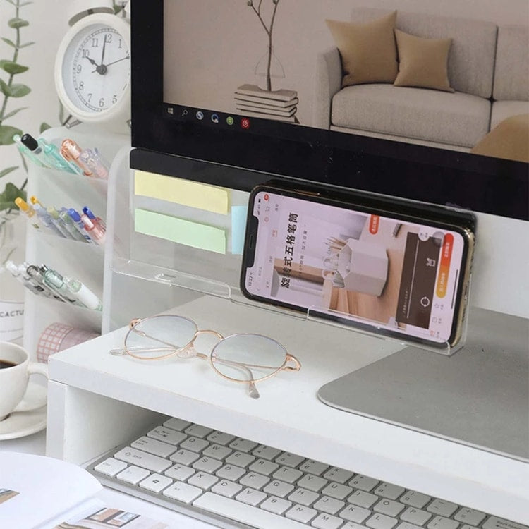 Desk Side Storage Rack Message Board Under Computer Monitor Phone Charging Holder Memo Stickers Organizer for Office