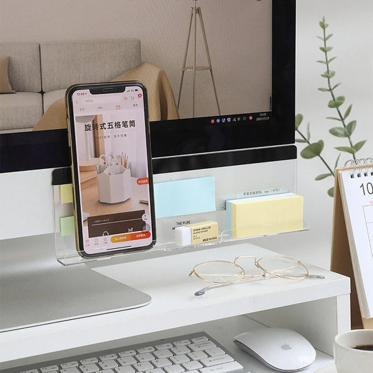 Desk Side Storage Rack Message Board Under Computer Monitor Phone Charging Holder Memo Stickers Organizer for Office