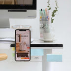 Desk Side Storage Rack Message Board Under Computer Monitor Phone Charging Holder Memo Stickers Organizer for Office