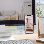 Desk Side Storage Rack Message Board Under Computer Monitor Phone Charging Holder Memo Stickers Organizer for Office