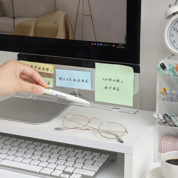 Desk Side Storage Rack Message Board Under Computer Monitor Phone Charging Holder Memo Stickers Organizer for Office
