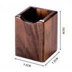 Natural Walnut Wooden Pen Holder, Ink Pen Storage Case for Desk, Stationery Organizer for Office & School