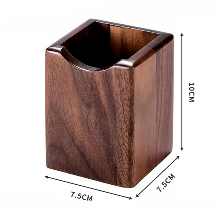 Natural Walnut Wooden Pen Holder, Ink Pen Storage Case for Desk, Stationery Organizer for Office & School