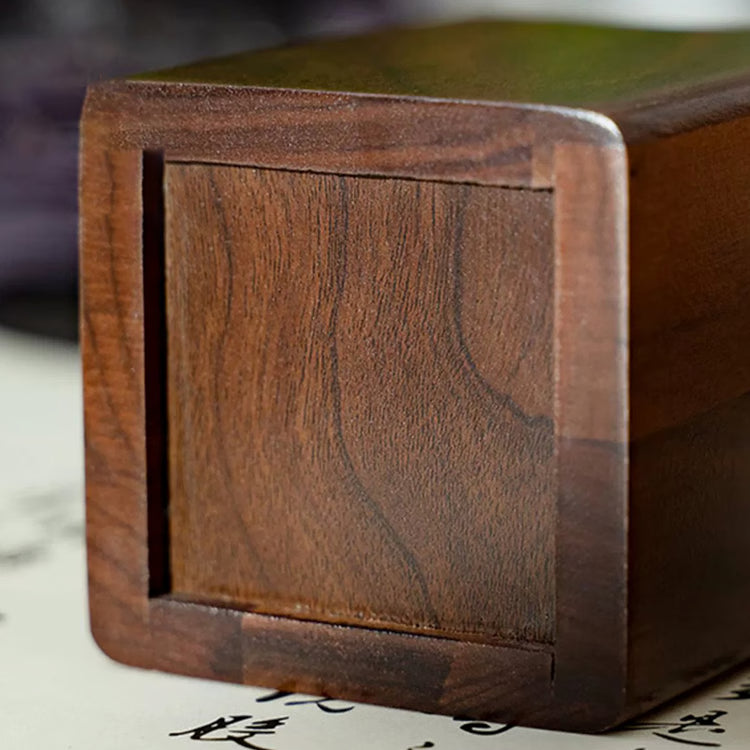 Natural Walnut Wooden Pen Holder, Ink Pen Storage Case for Desk, Stationery Organizer for Office & School
