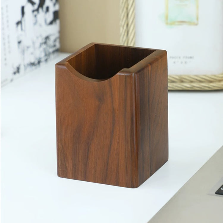 Natural Walnut Wooden Pen Holder, Ink Pen Storage Case for Desk, Stationery Organizer for Office & School