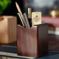 Natural Walnut Wooden Pen Holder, Ink Pen Storage Case for Desk, Stationery Organizer for Office & School