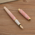 Luxury Metal Fountain Pen with Ink, Pink Floral Design, Fine Nib, Professional Writing Pen Gift Set