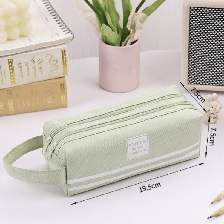 Large Capacity Double Zipper Pencil Case Portable School Supplies Organizer