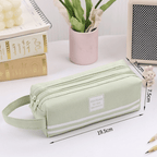 Large Capacity Double Zipper Pencil Case Portable School Supplies Organizer