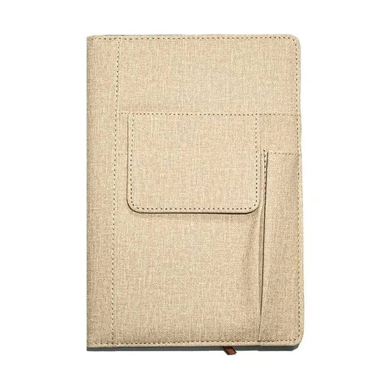 A5 Lined Journal Notebook, Fabric Cover, 200 Pages, Thick Paper Writing Notebook with Pockets for Work & Planning