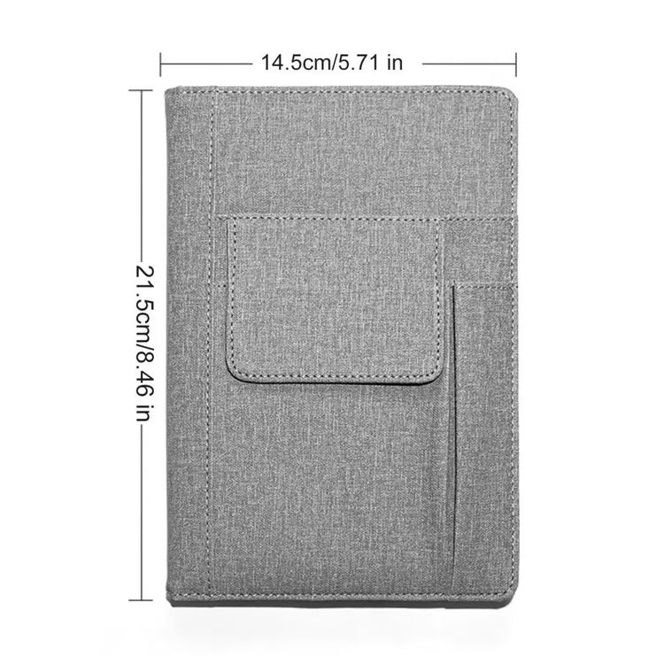 A5 Lined Journal Notebook, Fabric Cover, 200 Pages, Thick Paper Writing Notebook with Pockets for Work & Planning