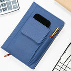 A5 Lined Journal Notebook, Fabric Cover, 200 Pages, Thick Paper Writing Notebook with Pockets for Work & Planning