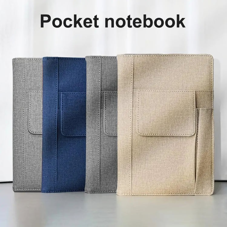 A5 Lined Journal Notebook, Fabric Cover, 200 Pages, Thick Paper Writing Notebook with Pockets for Work & Planning