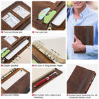 Luxury Retro Leather Notebook Portfolio with Ring Binder & Tablet Holder