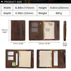 Luxury Retro Leather Notebook Portfolio with Ring Binder & Tablet Holder