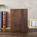 Luxury Retro Leather Notebook Portfolio with Ring Binder & Tablet Holder